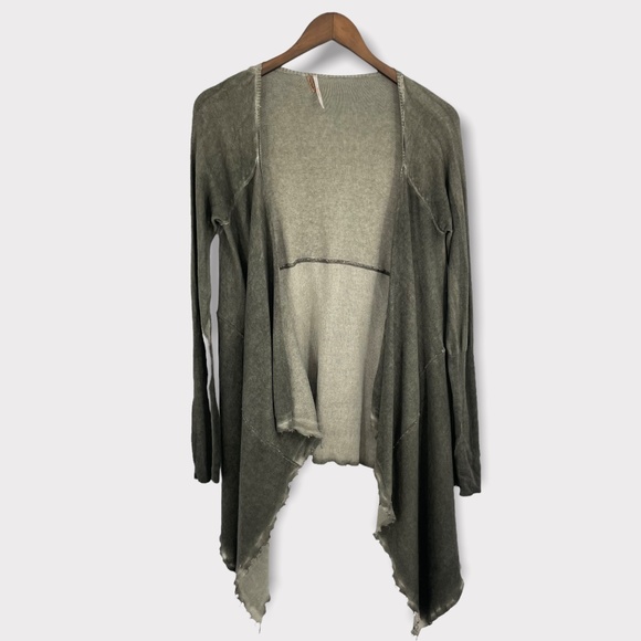 Free People Sweaters - Free People Green Distressed Open Cardigan